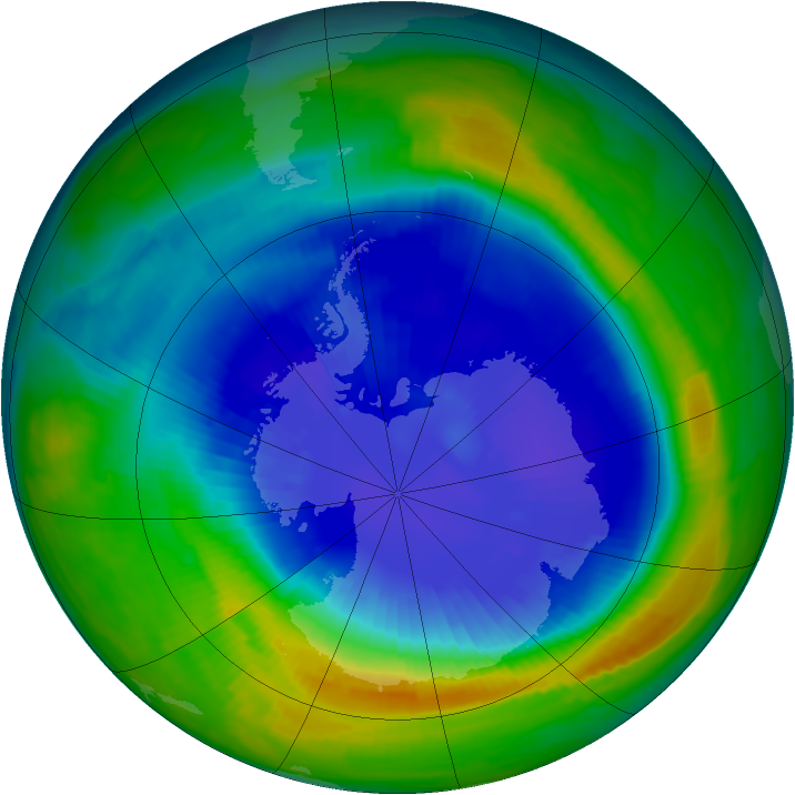 Antarctic ozone map for 10 September 1997
